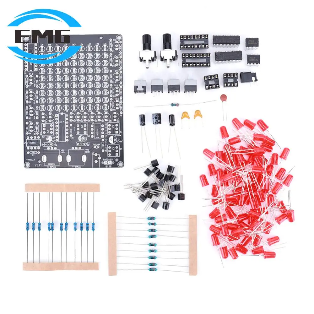 CHA-81 LED Light Soldering Practice Kit USB/Battery Power Supply 9x9 Dot Matrix Board for Soldering Learning