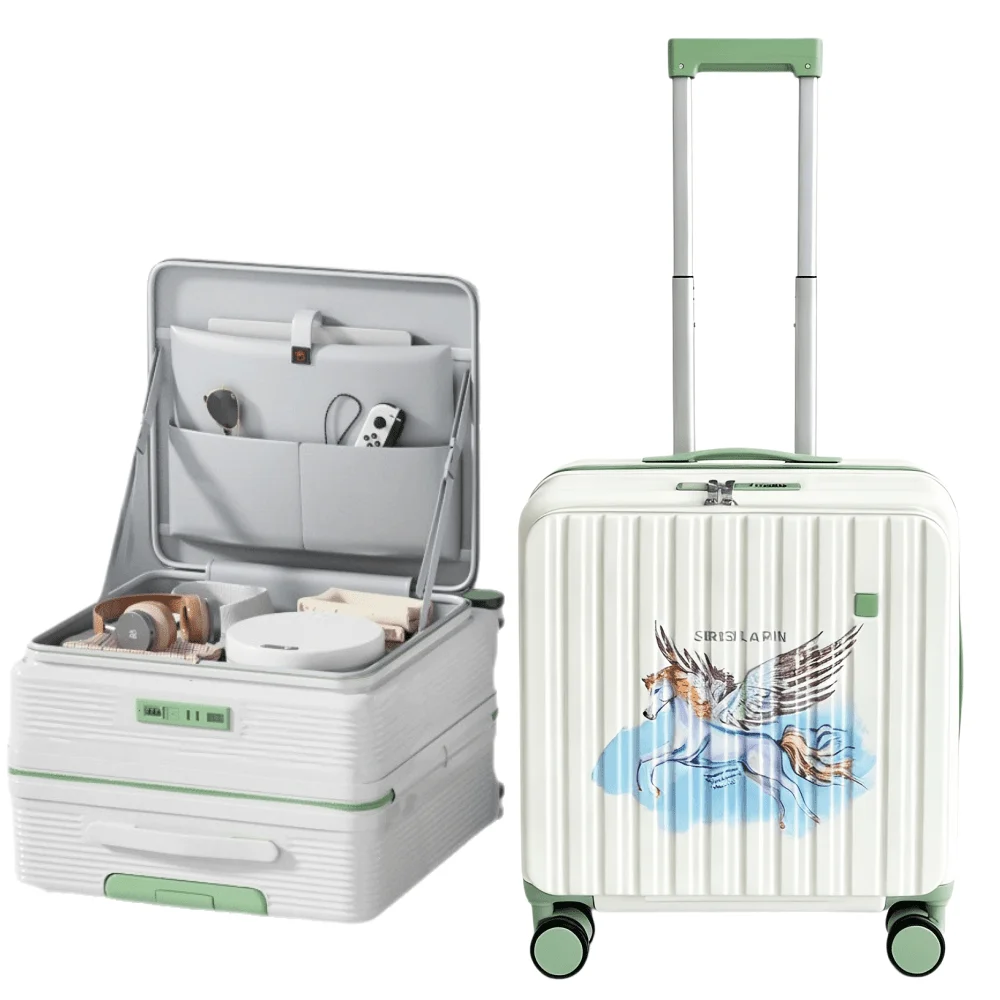 20 Inch Side‑Opening Ladies Carry‑On Luggage, Hard Shell Compact Lightweight Multifunctional Travel Trolley Case, Portable Boarding Hand Luggage, Perfect for Short Trips, Business Travel, Weekend Getaways, Airplane Travel Essentials for Women Female