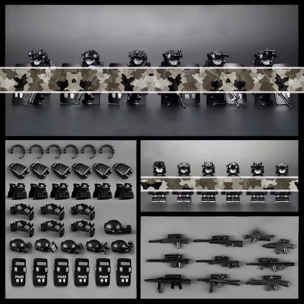 Ensemble de construction de mini figurines de l'équipe d'aventure, 24 pièces, jouets de figurines camouflage avec équipement et équipement, cadeau de jeu de rôle pour garçons de 8 à 12 ans