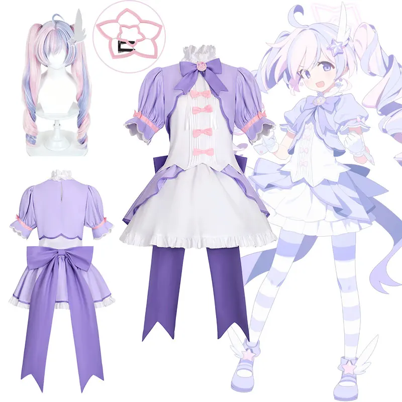 Game Blue Archive Uzawa Reisa Cosplay Costume Magical Girl Purple Lolita Dress Socks Halo Accessories Wig Halloween Party Outfit