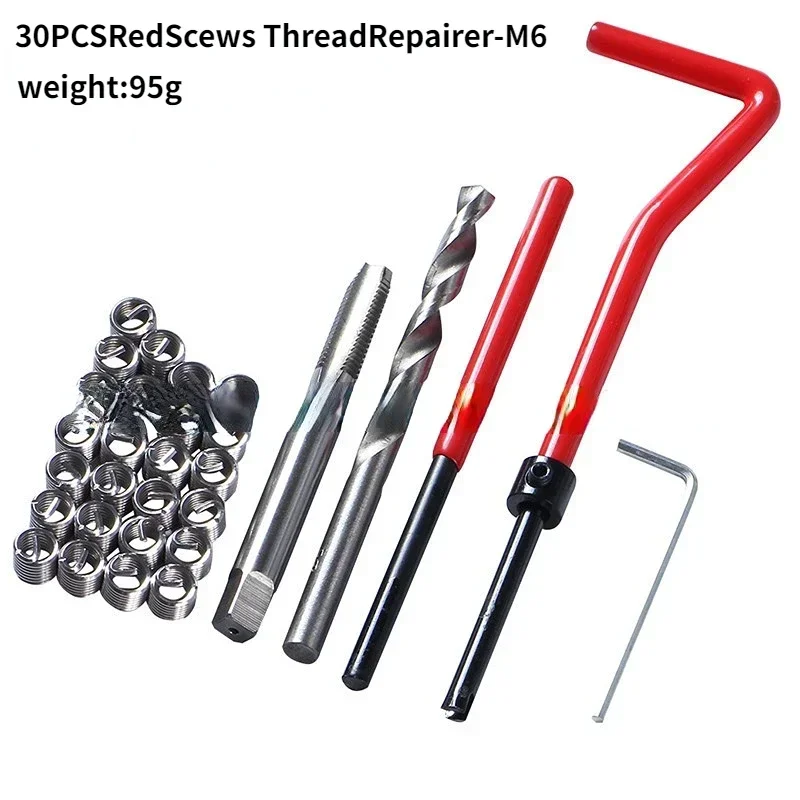 30Pcs M8 M6 M5 3 Kinds of Recoil Thread Inserts Installation Kit, Screw Sleeve Repair Wrench Twist Drill Screw Tap Tool