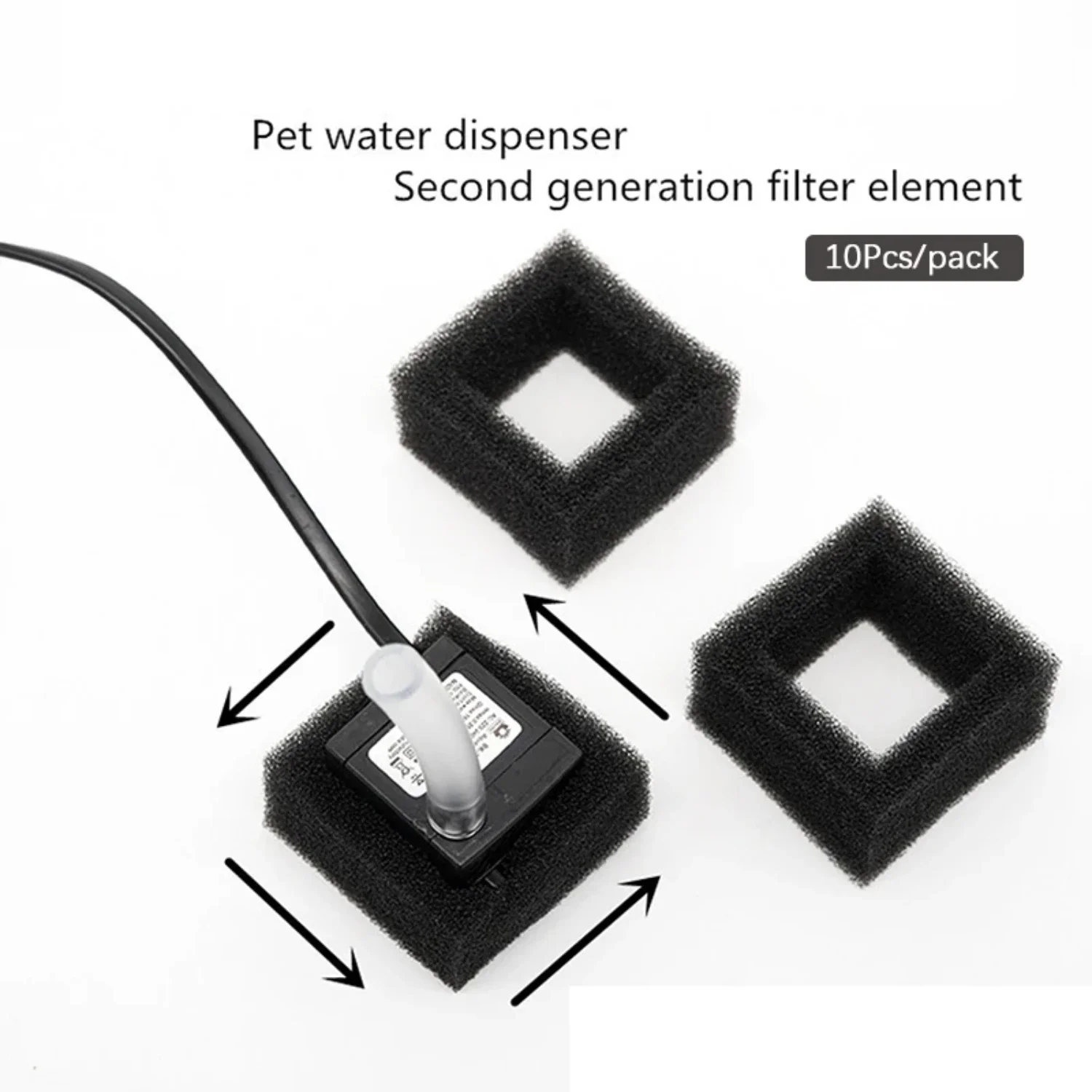 Experience the Fantastic Pack of 10 Durable Black Sponge Filters for Pet Water Fountains - Ensure Your Furry Friends Stay Happy