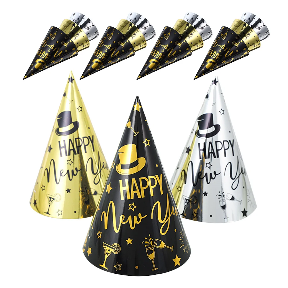 

15Pcs New Year Party Hats Fun Fashionable Paper Crown Hats for Men Women Family Gathering Event Reusable Holiday Party