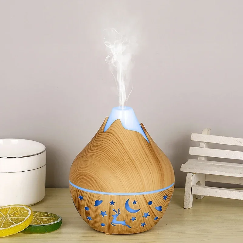 Mini USB Humidifier Wood Grain Aroma Diffuser 7 LED Color Humidifier Capacity Ultrasonic Air Humidifier Cool Mist for Home