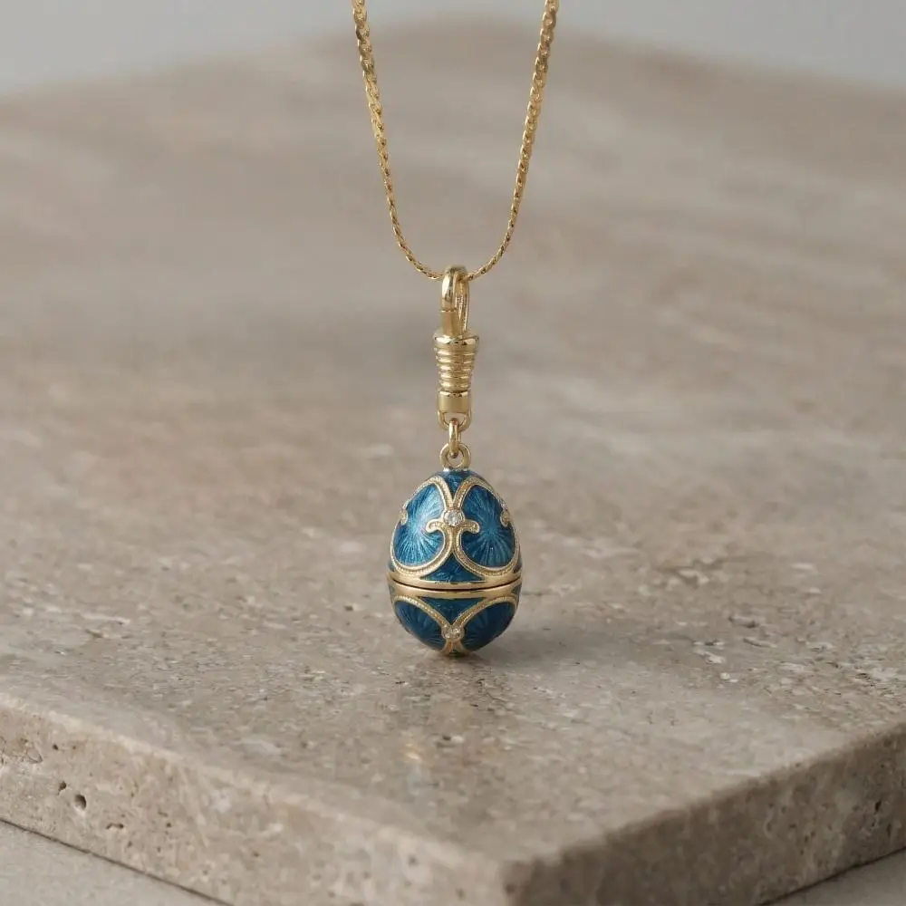 Egg Shaped Zodiac Locket Necklace Copper Material Colorful Enamel Coating Enamel Egg Pendant Openable Thin Clavicle Chain