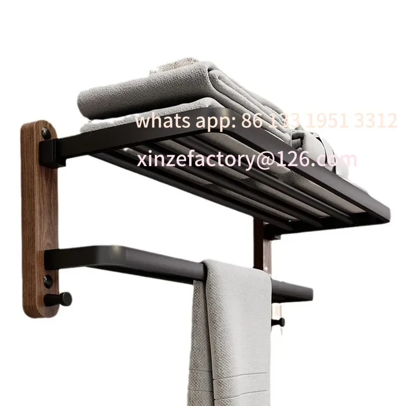

Customizable Walnut bathroom towel rack, high-end bath towel storage rack, bathroom shelf, bathroom pendant