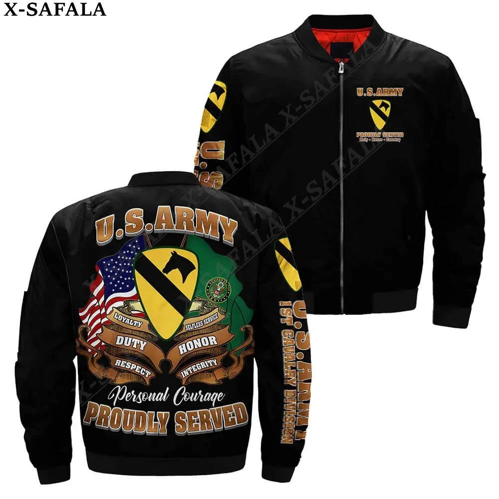 1st Cavalry Division Veteran Army 3D Bomber Jackets Zipper Flight Jacket Casual Thick Coat Unisex Harajuku Men Women Streetwea-2