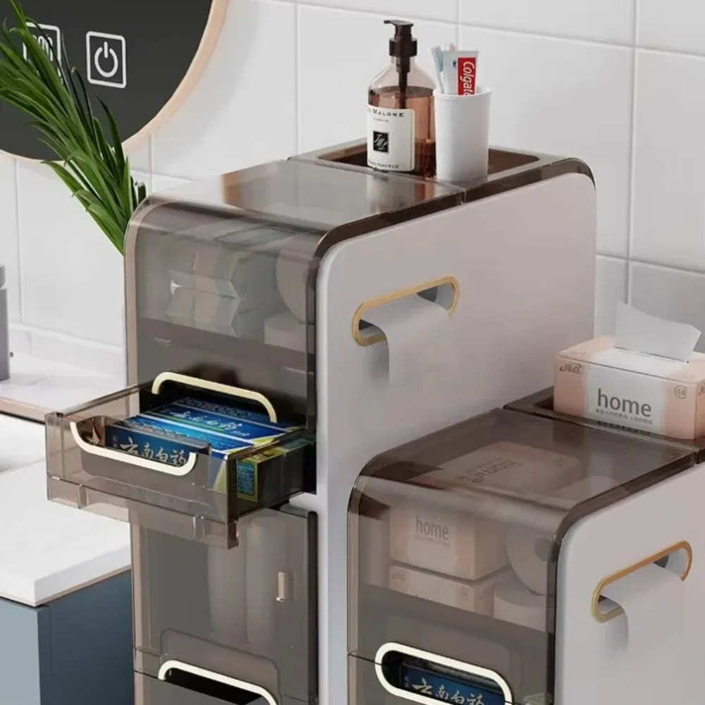 Super Narrow Kitchen Crevice Shelf Bathroom Clamp Cabinet with Drawer Clamp Storage Square Plastic Shape for Small Spaces