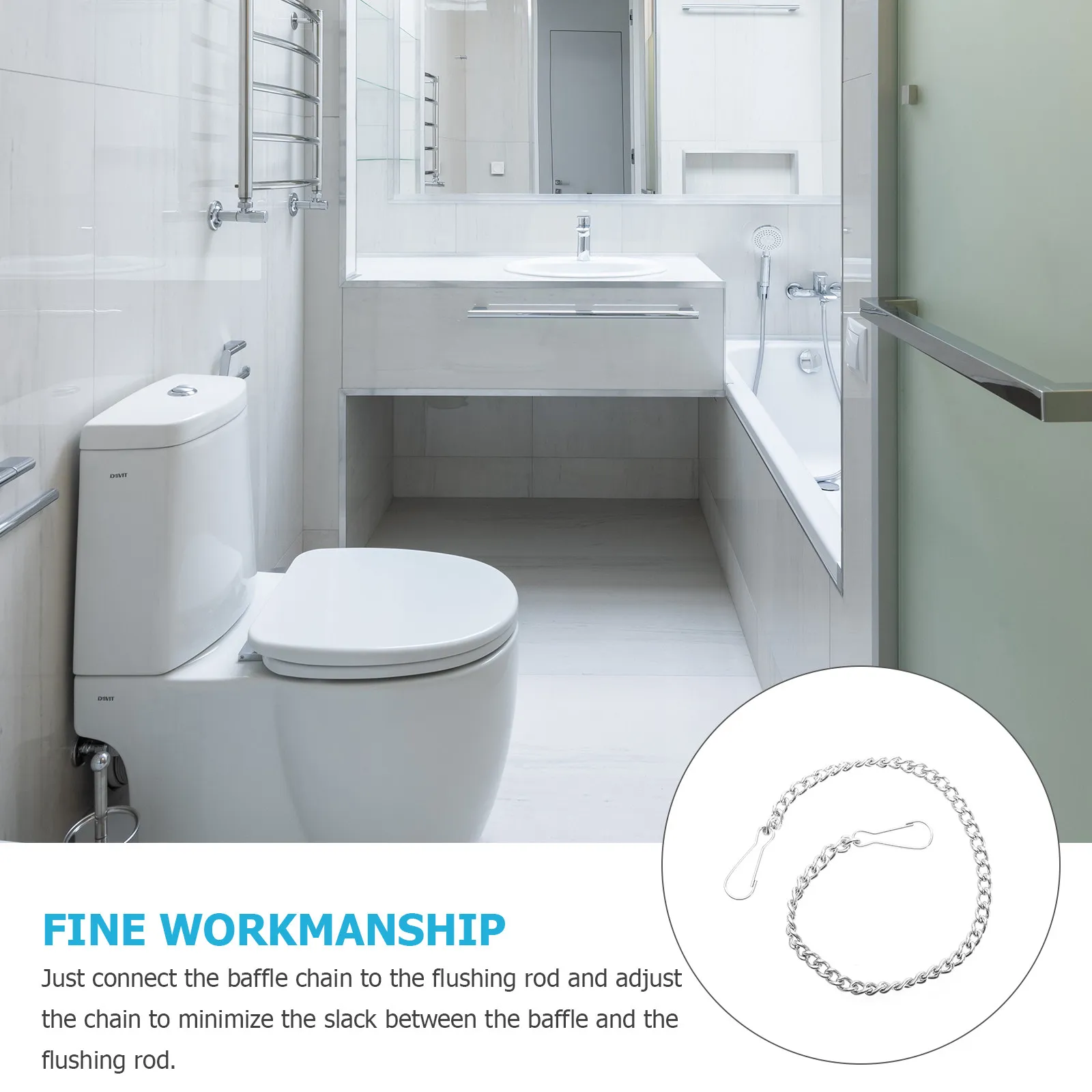 

6Pcs Toilet Handle Pull Chain Stainless Steel Flapper Replacement Link for Smooth Flush Operation Home Repair Kit