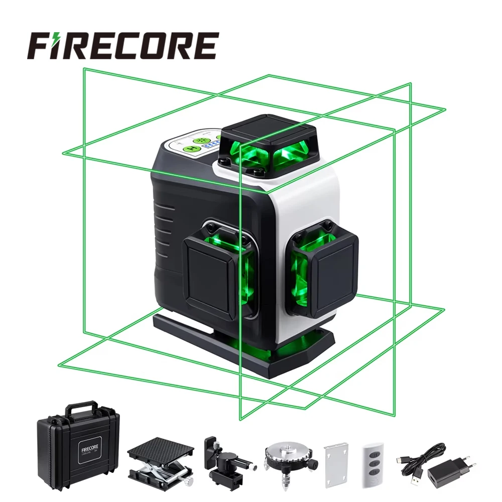 FIRECORE Professionelles Laser-Nivelliergerät 360 16/12 Linien 4D/3D Selbstnivellierend Outdoor Superstarker Grüner Laser G60/G50