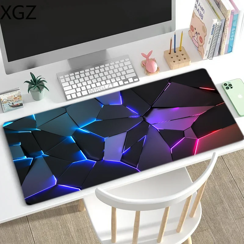 New geometric fragment graphics game mouse pad neon large table pad non-slip rubber base suitable for office e-sports home use