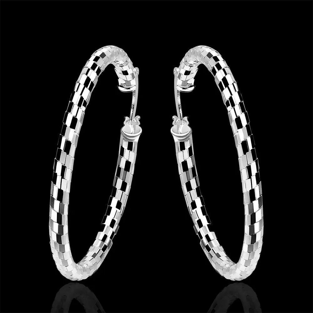 Hurtownia 925 Sterling Silver Hoop kobiety ślubne kolczyki biżuteria okrągłe kółko dziewczyna śliczne modne świąteczne prezenty dla par — zdjęcie 5