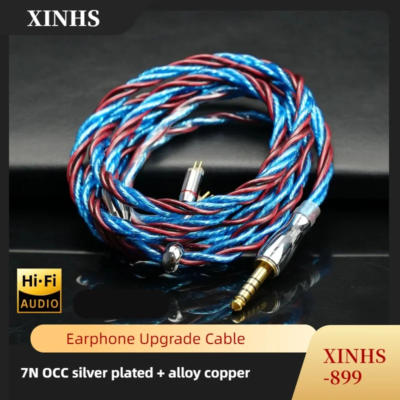 

XINHS XH899 4-Cores Red and Blue 7N OCC Silver-Plated + Alloy Copper HIFI Headphone Upgrade Cable 0.78mm 2PIN/MMCX