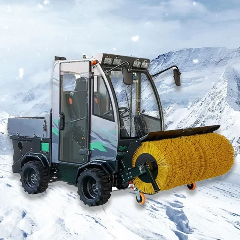 Snow Plow Machine Rider On Sweeper Shove Snow Ride Spin Scrubber Container Garbage Snow Cleaner Machine