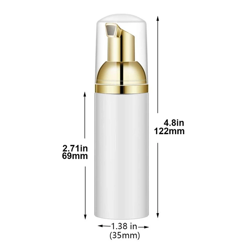 50ML/1.7Oz Foam Bottle With Gold Pump, 6Pcs, Empty Travel Foaming Dispensers For Soap, Shampoo