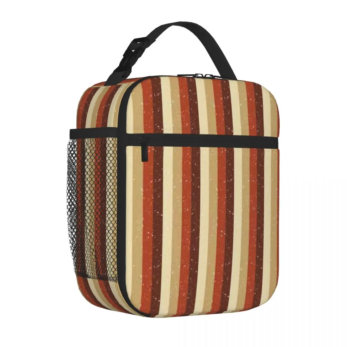 Bestselling Retro Terracotta Stripe Seamless Pattern Vintage Earth Tone Boho Light Luxury Lunch Tote Festival Outing Lunch Tote