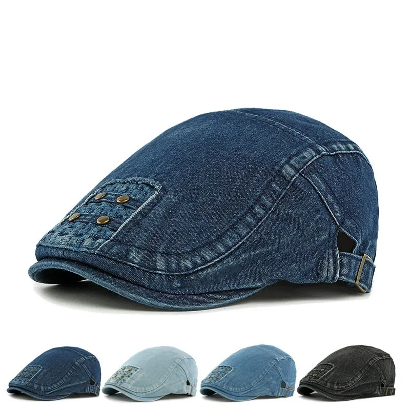 Spring Cotton Geometric Print Newsboy Caps Men Flat Cap Women Painter Beret Hats 101