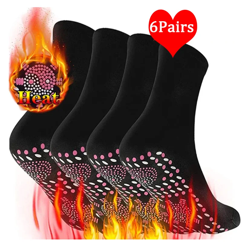 Tourmaline-Chaussettes de santé amincissantes auto-chauffantes pour hommes et femmes, chaussette thermothérapeutique, 1 paire, 3 paires, 5 paires, 6 paires