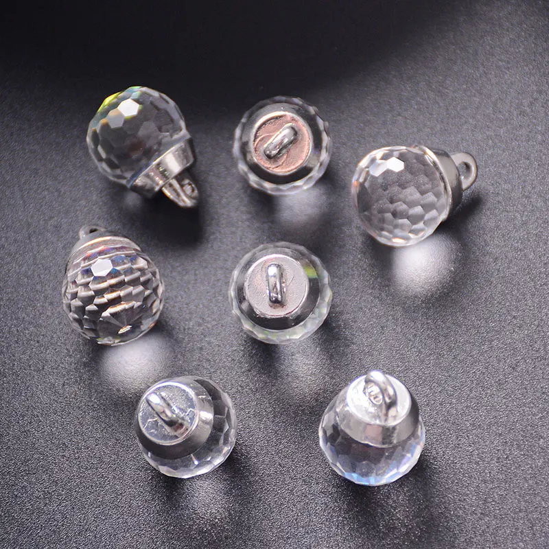 10pcs/Pack 12mm Colorful Glass Crystal Buttons For Shirts Fashion Multifaceted Spherical Shape Clothing Buttons Sewing Accessory