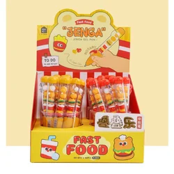 24pcs/lot Creative Burger fries Gel Pen Cute 0.5mm Black Ink Signature Pens Stationery Gift School Writing Supplies