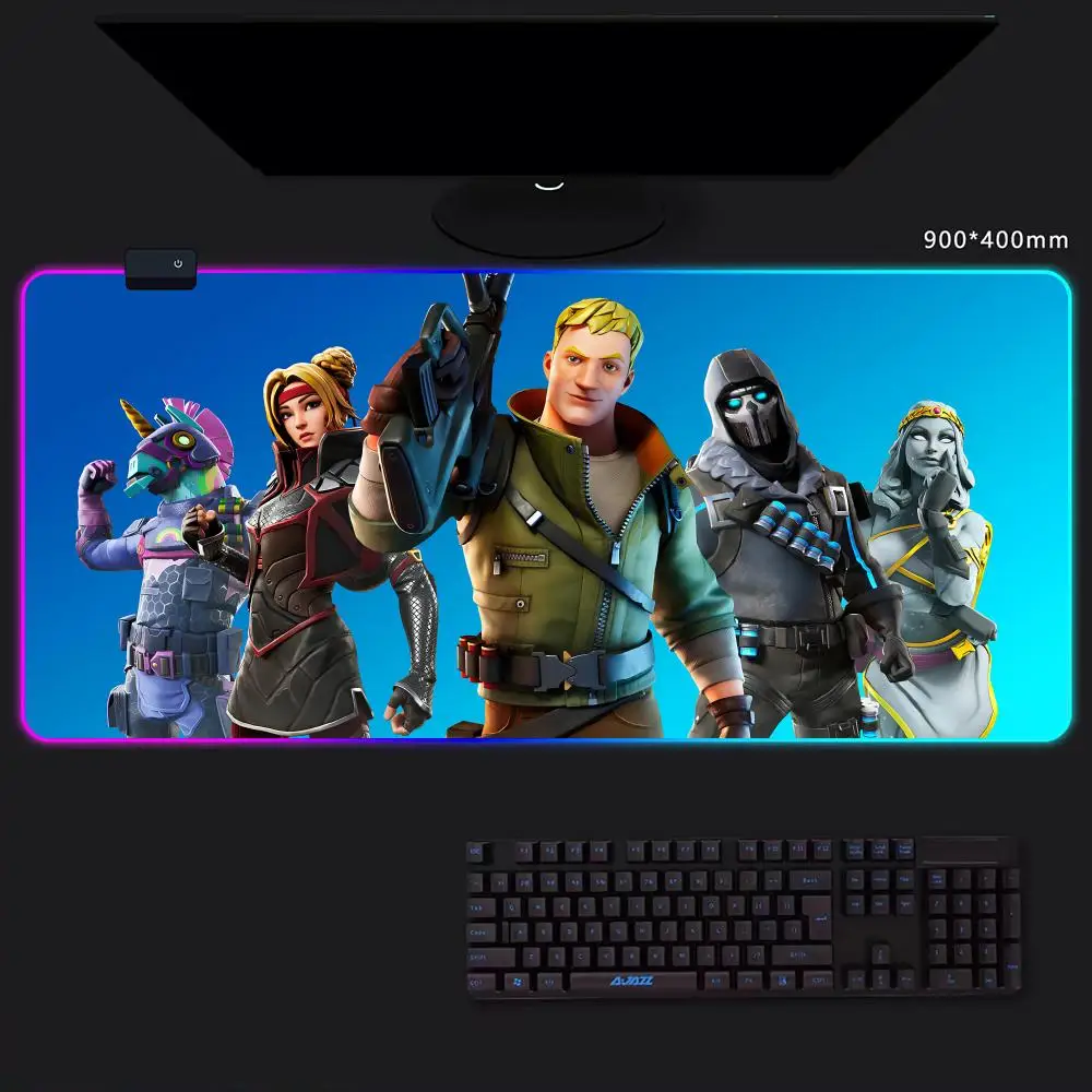 F-Fortnites Mouse Pad Game Player RGB Pc Gamer Boys like PS5 Keyboard LED Glowing mause pad Mats Rubber
