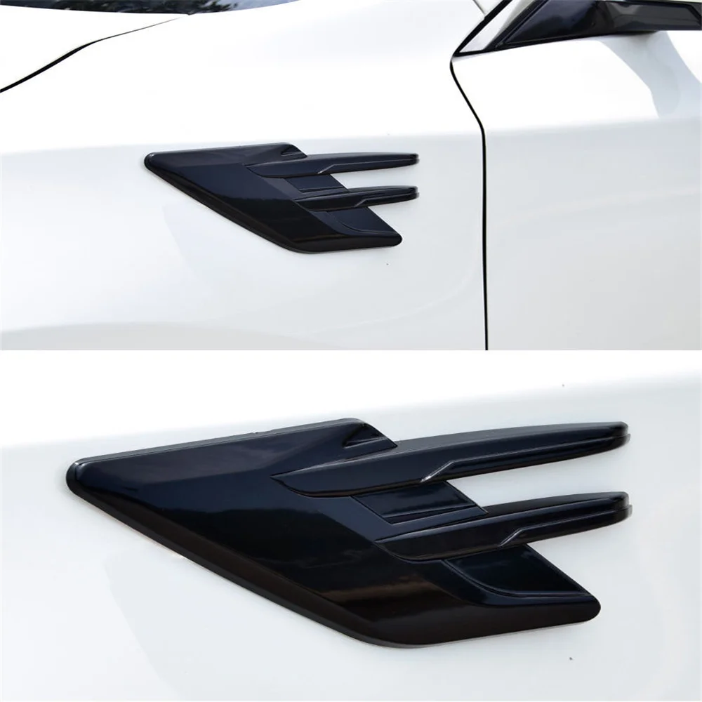 2Pcs Car Styling 3D Shark Gill Car Side Fake Vent Sticker Car Exterior Air Intake Flow Side Fender Vent Wing Cover Trim Tuning