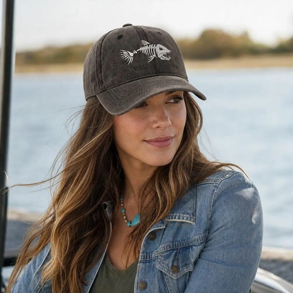Fashion Accessory Vintage Washed Fishbone Baseball Cap Adjustable Breathable Sunscreen Hat Distressed Visor Cap Outdoor Fishing