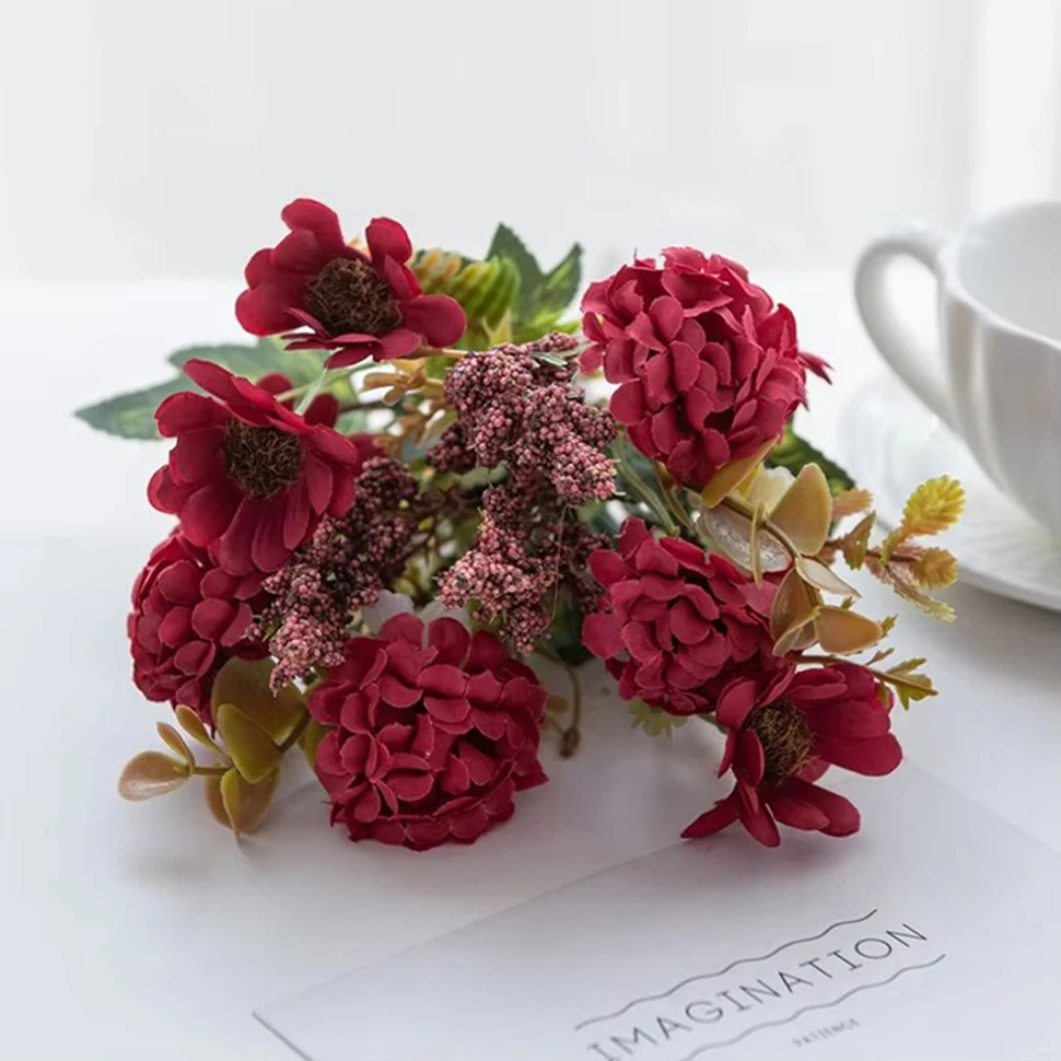 

1PC Artificial Flowers Silk Chrysanthemum Bridal Bouquets Wedding Outdoor Garden Home Vase Table Decor Party Garland Centerpiece