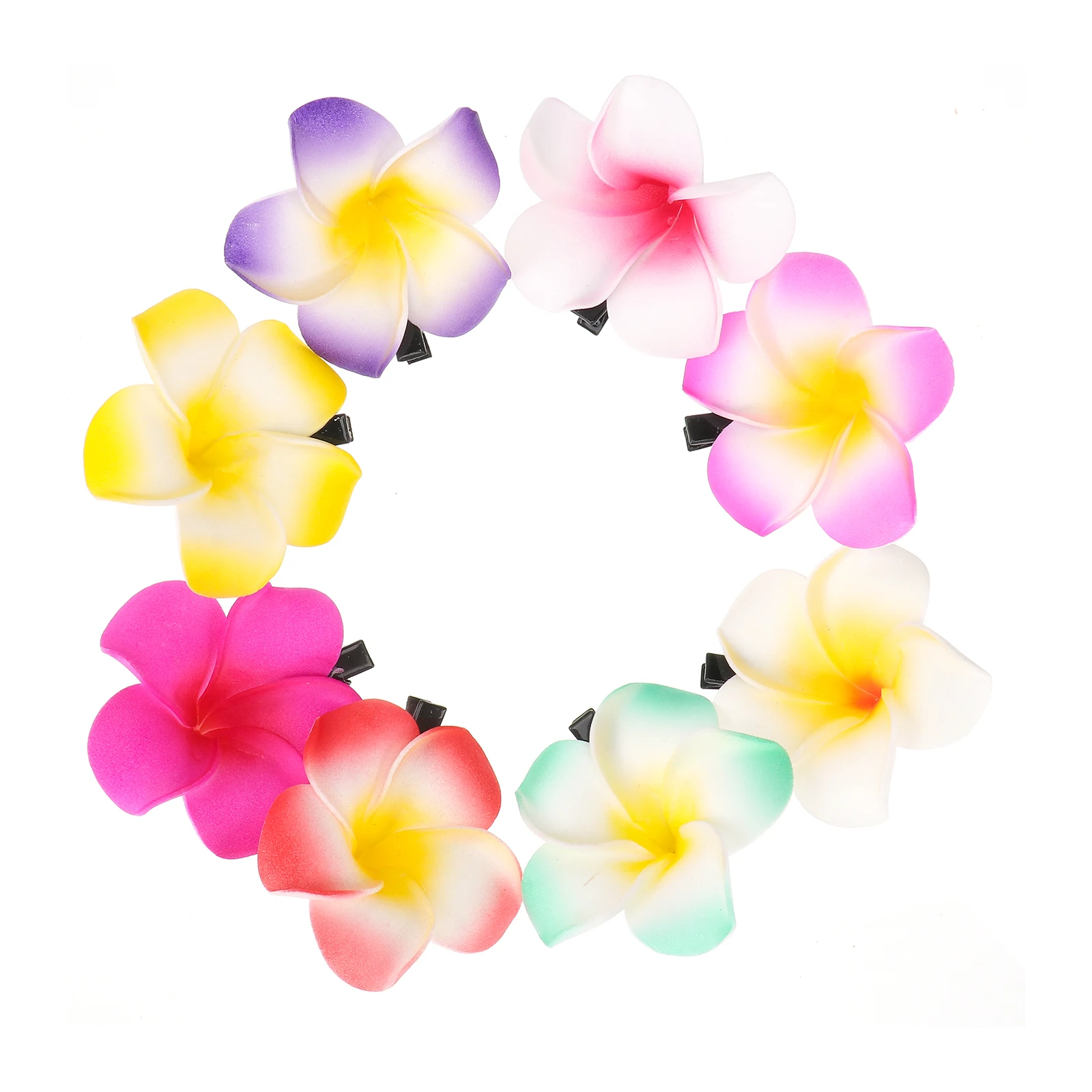 24 قطعة 6 سنتيمتر زهرة بلوميريا مقاطع الشعر 12 ألوان مختلطة إيفا الزهور الاصطناعية للشاطئ زينة حفلات الزفاف