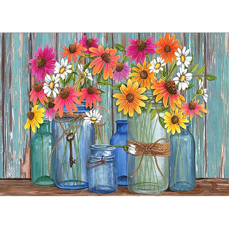 

Цветы Подсолнух Хризантема Вышивка крестиком DIY Вышивка Полный комплект Рукоделие Хобби Картина Ручная работа Подарок Счетное ремесло