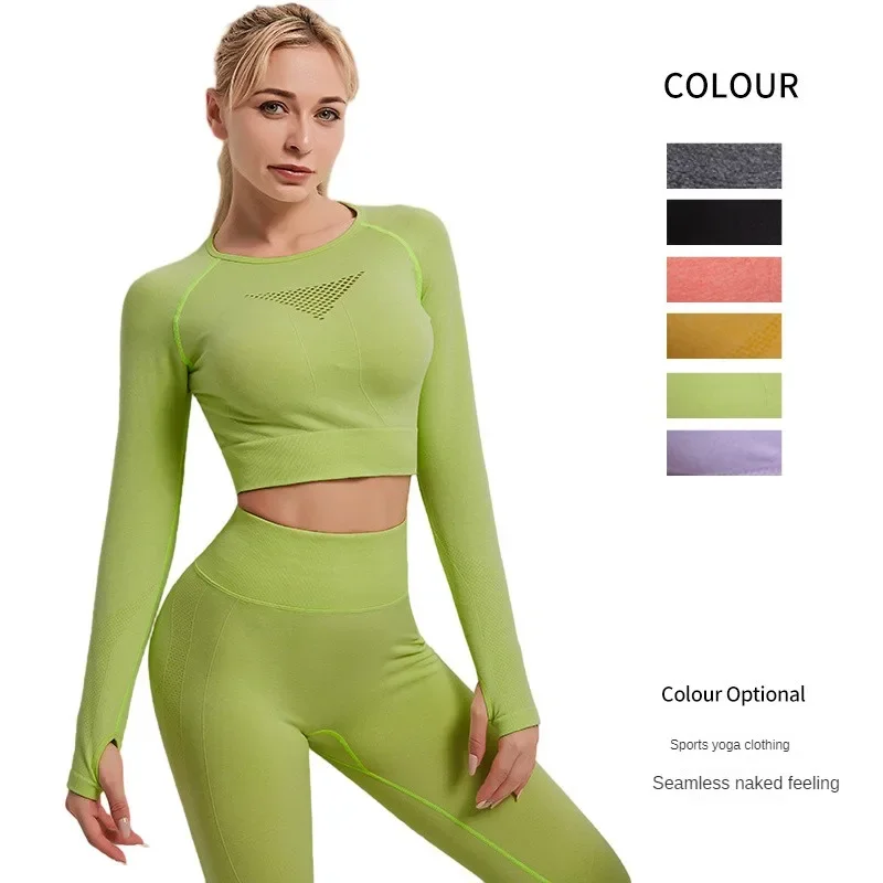 

Thin Yoga Women's Fitness Clothing Women Crop Tops Women Gym Set Long Sleeve Pants High Waist Legging Sportsewar Gym for Women