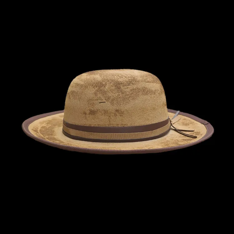 Cowboy-Style Bad Guy Chewing Tobacco Wearing a Decorated Felt Hat