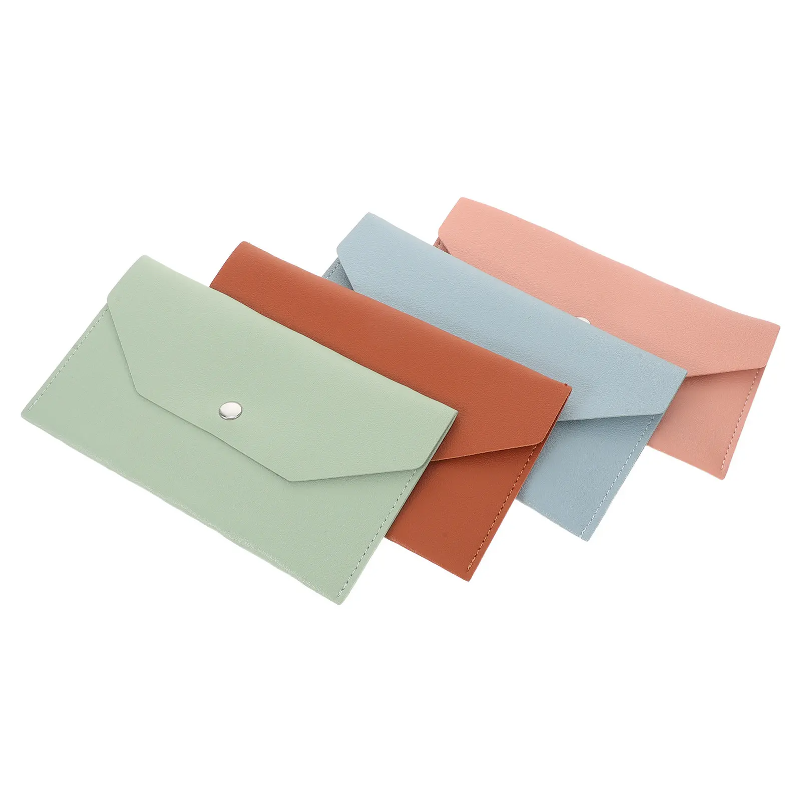 

Набор из 4 тонких кошельков-конвертов из ПУ для денег, монет и карт, легкий органайзер для женщин, для повседневного использования