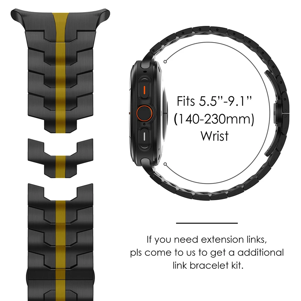 ゴールドブラックステンレススチールリストバンド Samsung Galaxy Ultra Watch 47mm 高級メタルブレスレット Samsung Galaxy Watch Ultra 用