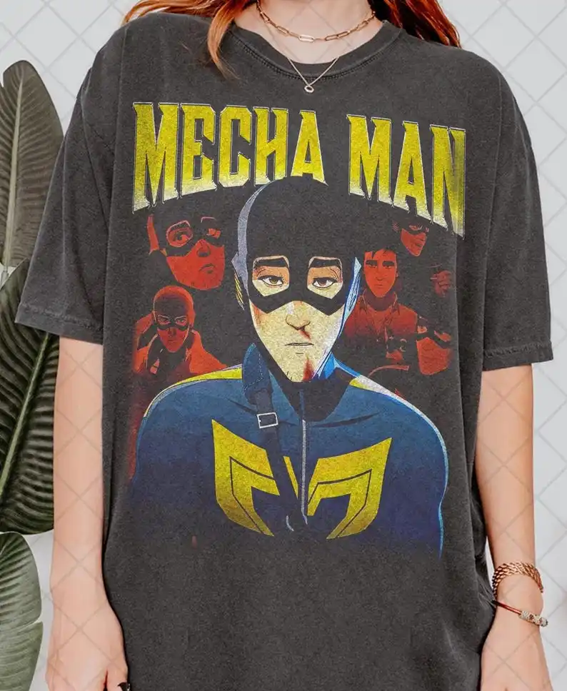 تي شيرت Mecha Man من Retro 90، تي شيرت Mecha Man Dispatch Game Graphic Fan، هدية للنساء والرجال