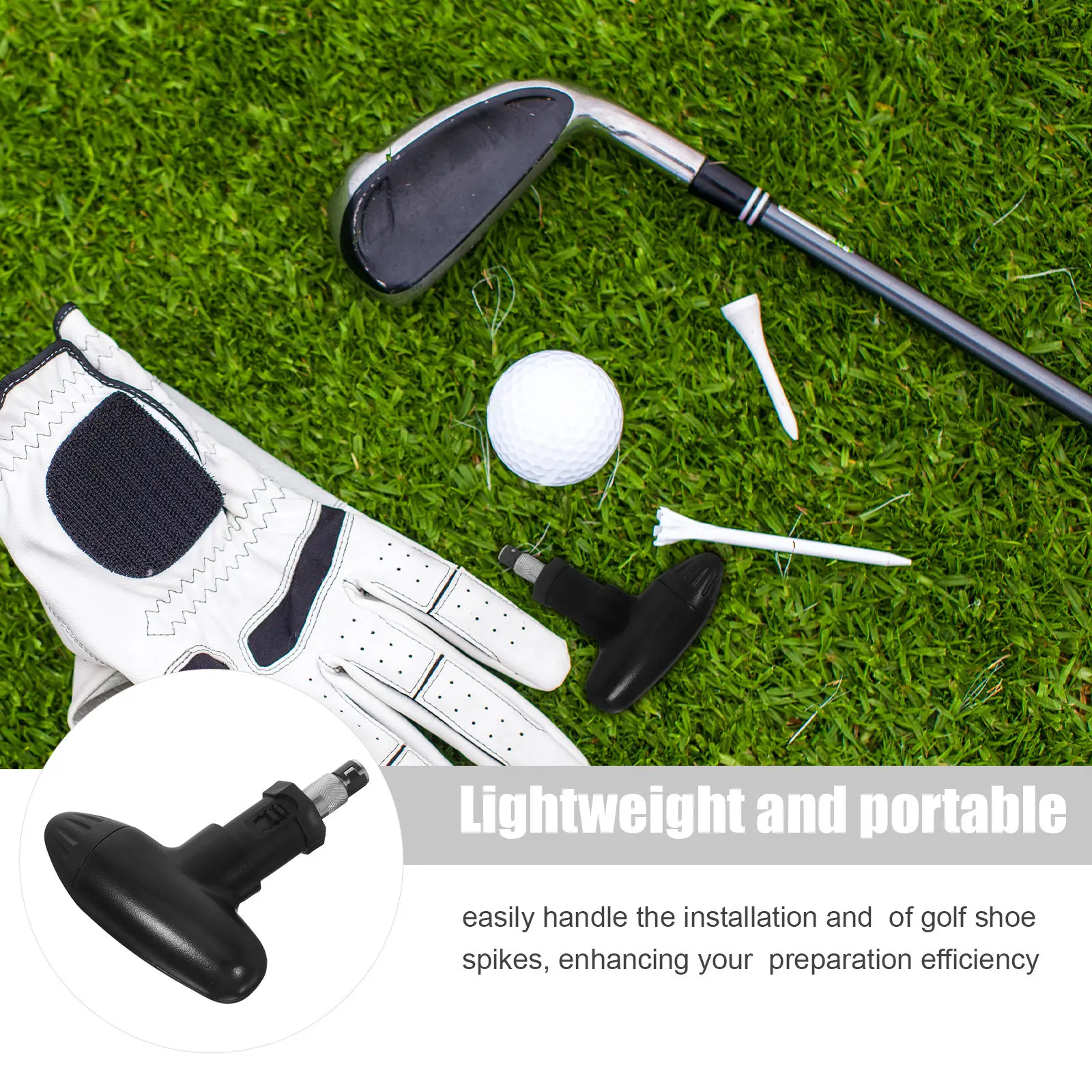 1Set Universal Golf Spike Wrench Ergonomic Handheld Cleat Remover Tool for Golf Shoes Spikes Installation Removal Traction