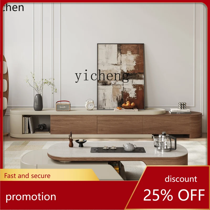 

HXL retractable coffee table TV cabinet combination medium and ancient style living room household small apartment