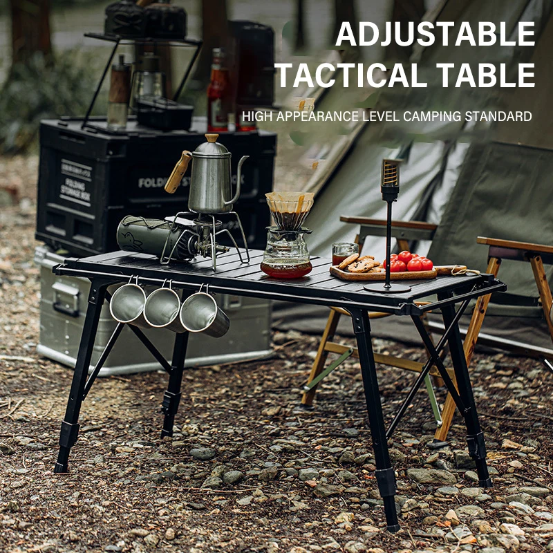 Camping Opvouwbare Igt Houten Tafel Outdoor Picknick Vistafel Multifunctionele Verstelbare Poot Bureau Desktop Brander Bbq Grill Tafel