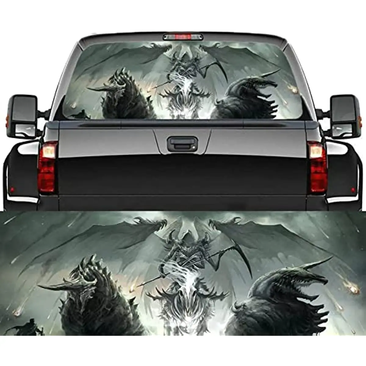 

CUSENA Truck Rear Window Decal, Rear Window Sticker Grim Reaper Decal Perforated See Through Universal for Pickup Trucks SUV, Un