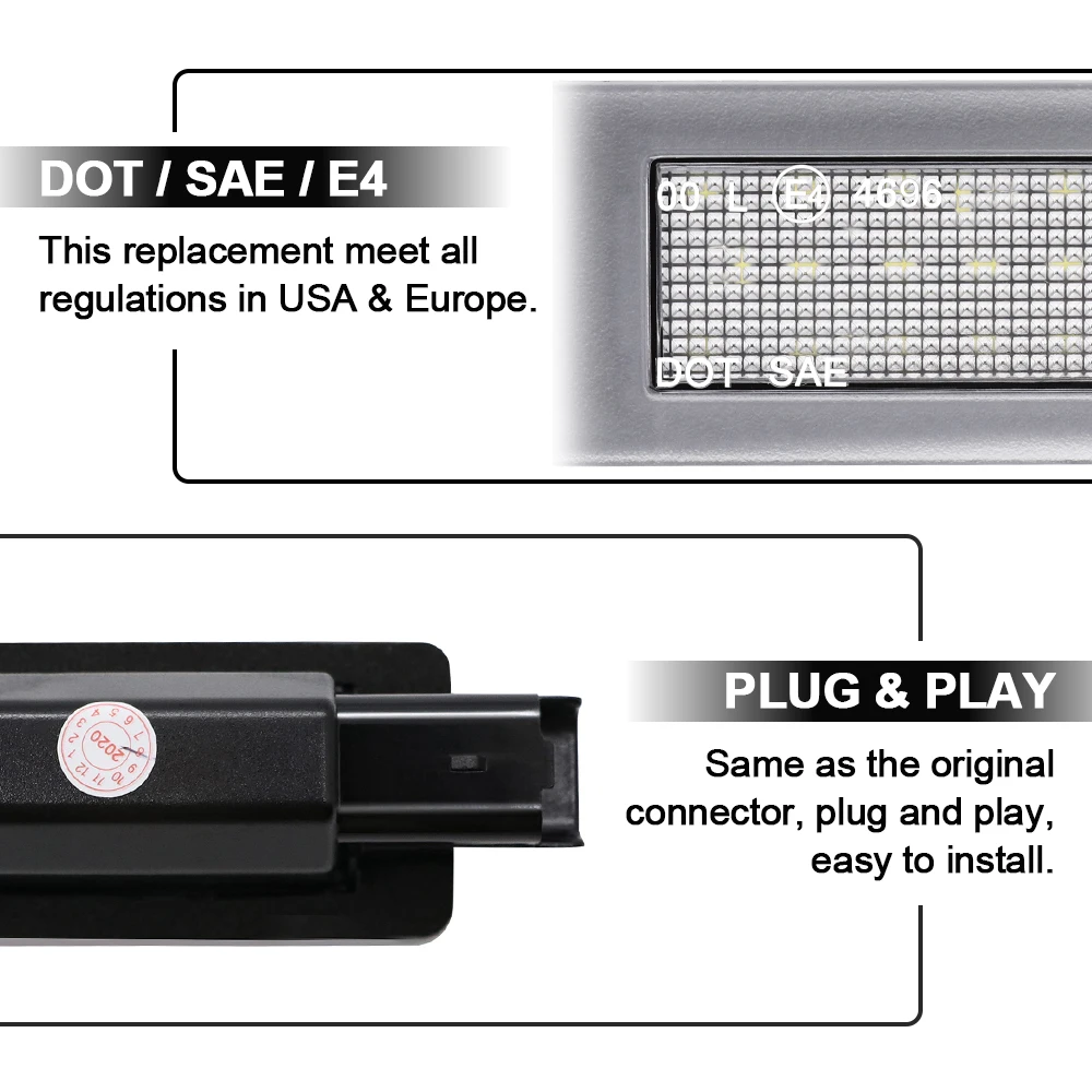 Lot 2 Éclairages LED Plaque Immatriculation – Ultra Lumineux Pour Peugeot 207CC 208 308 5008 Citroën C3 C4 C5 – Blanc Pur Sans Erreur OBD