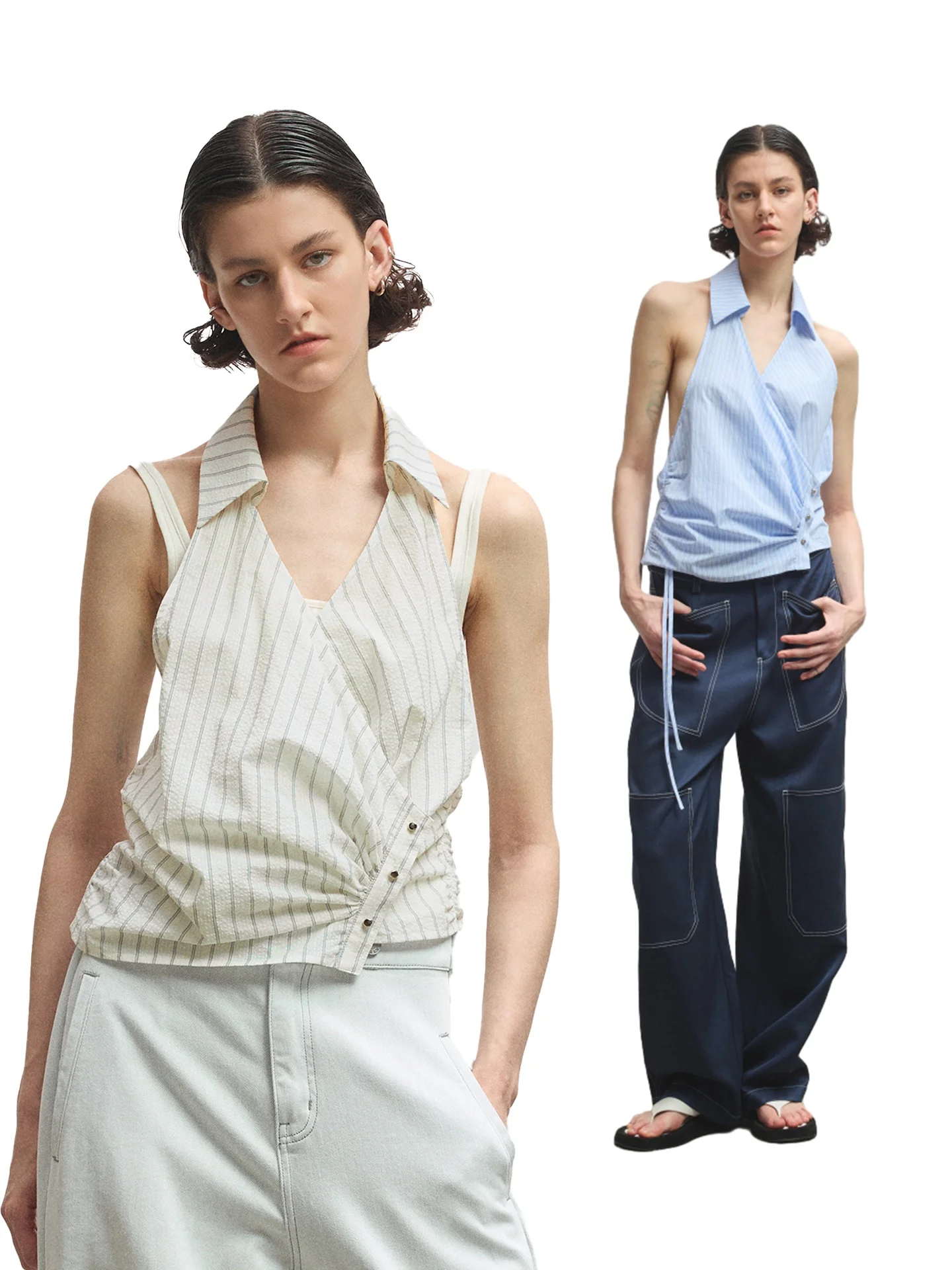 

Мужской тонкий дышащий хлопковый жилет-поло с полосками, на одной пуговице, для повседневной носки