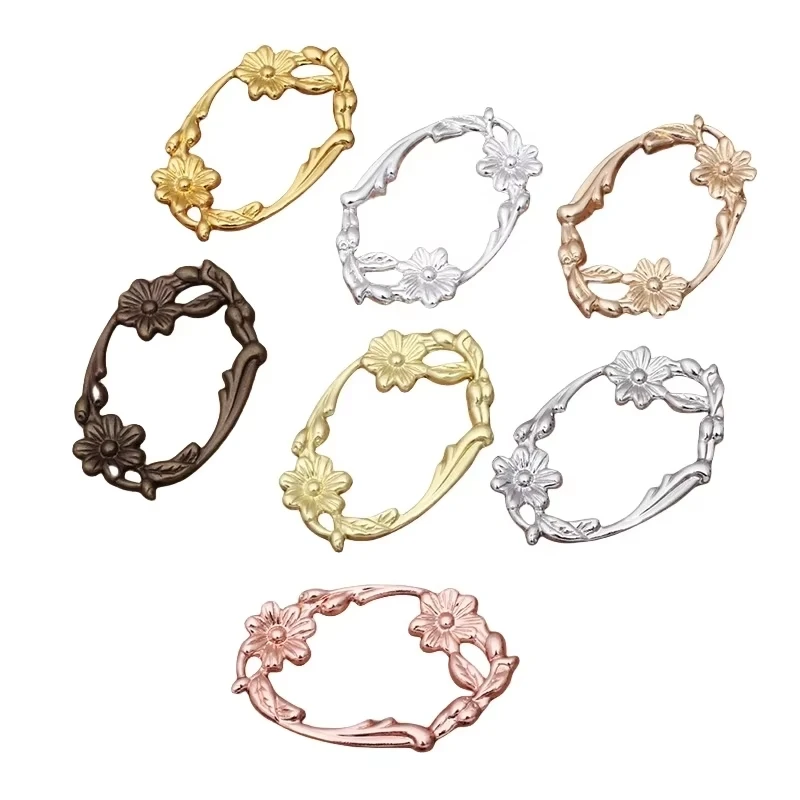 

BoYuTe (20 Pieces/Lot) 45*30MM Metal Brass Flower Charms 7 Colors Wholesale DIY Hand Made Jewelry Materials