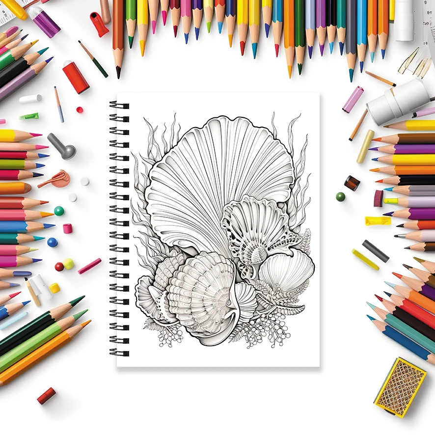 Coloring Book - 8.3 x 11.2 inches 32 pages of marine life coloring book - ideal gift for family or friends