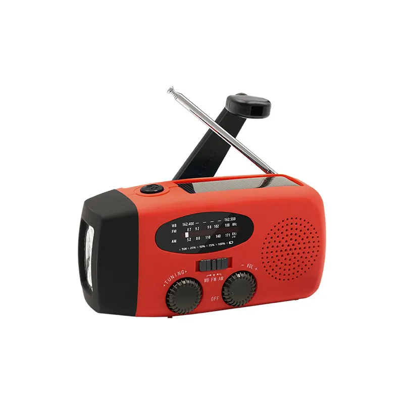 Rechargeable Portable Radio 2000mAh Emergency Radio Hand Crank Solar Power Bank with Solar Charging Battery Operated radio