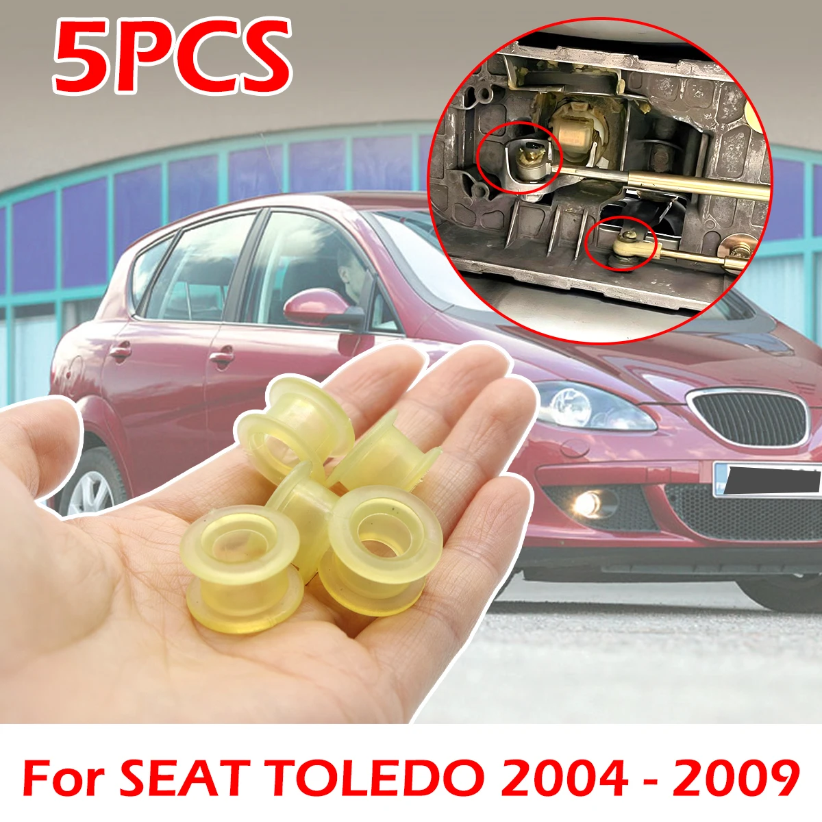 

5Pcs Manual Gear Shift Lever Cable Bushing Repair Kit Gearbox Selector End Linkage Rubber Sleeve Clip For SEAT TOLEDO 2004 -2009