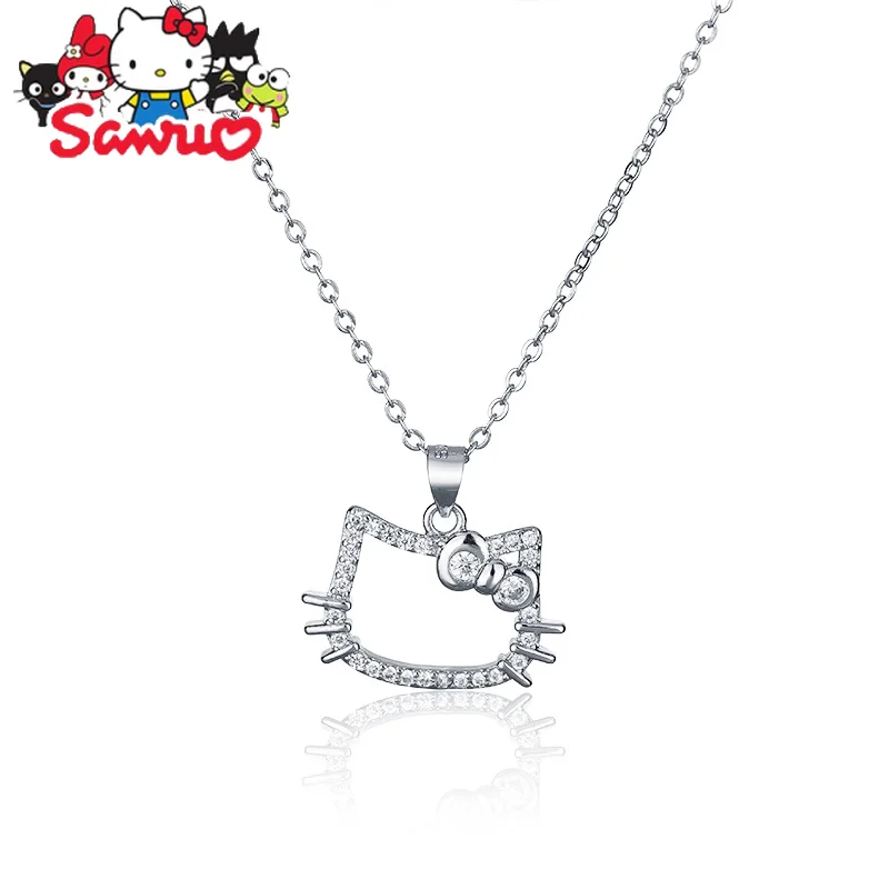 Sanrio Hello Kitty Cute Kt Cat Mouth Ring Girl Cartoon Necklace Girlfriend Simple Girlfriend Kawaii Drop Holiday Gift Jewelry