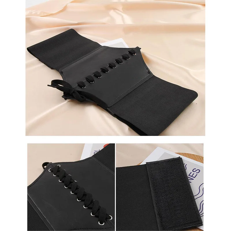 Punk Style Corset Wide Belts Pu Leather Slimming Body Shaping Girdle Belts For Women Elastic High Waist Belt Female Cummerbunds