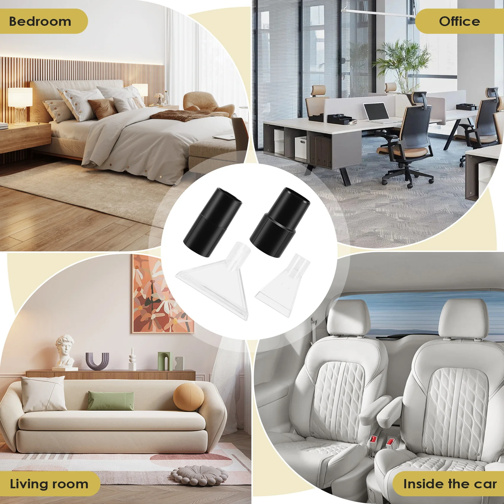 Cabezal giratorio de 4 piezas para aspiradora, boquilla de succión para limpiador de alfombras, con adaptador