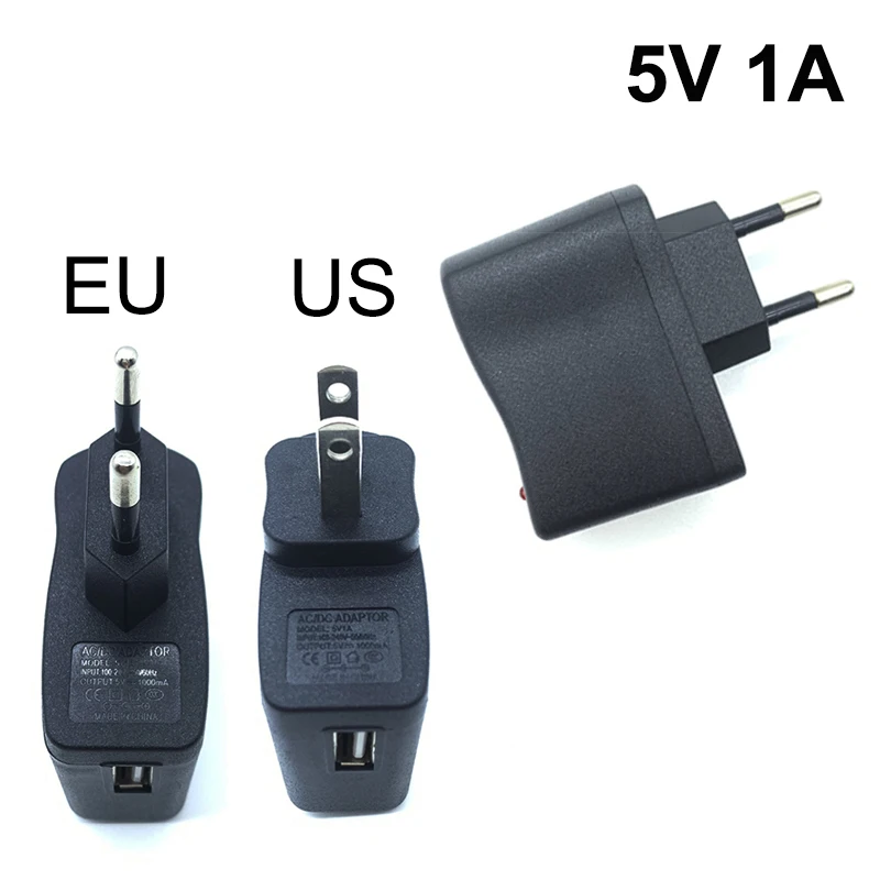 5W USB Power Adapter With Charge Lamp 1A LED Lights Transformers Wall Charger EU US Plug For CCTV IP Camera LED Strip Light
