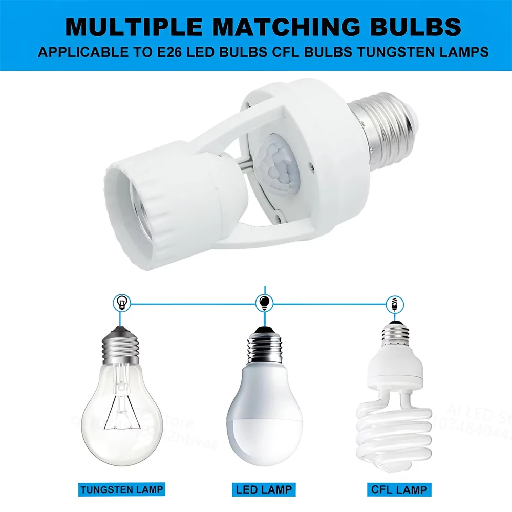 Socket E27 Converter With PIR Motion Sensor Ampoule 110-240V LED E27 Lamp Base Intelligent Light Bulb Switch MAX 60W